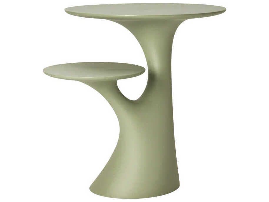 Qeeboo Outdoor Rabbit Balsam Green Recycled Plastic Round End Table