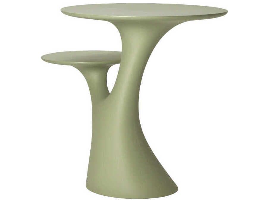Qeeboo Outdoor Rabbit Balsam Green Recycled Plastic Round End Table