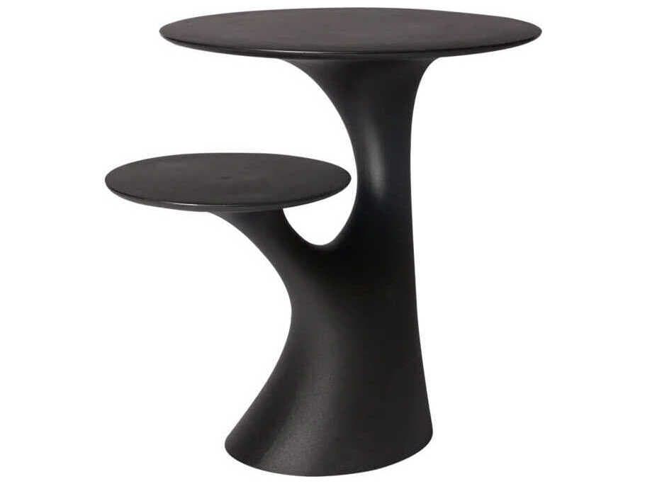 Qeeboo Outdoor Rabbit Black Recycled Plastic Round End Table