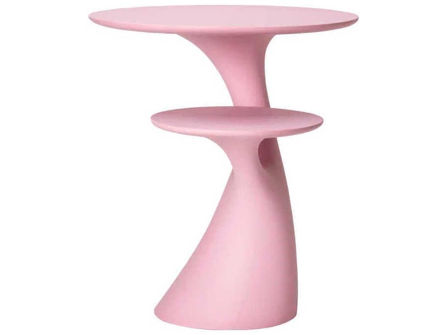 Qeeboo Outdoor Rabbit Pink Recycled Plastic Round End Table