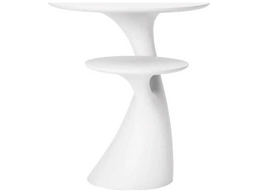 Qeeboo Outdoor Rabbit White Recycled Plastic Round End Table