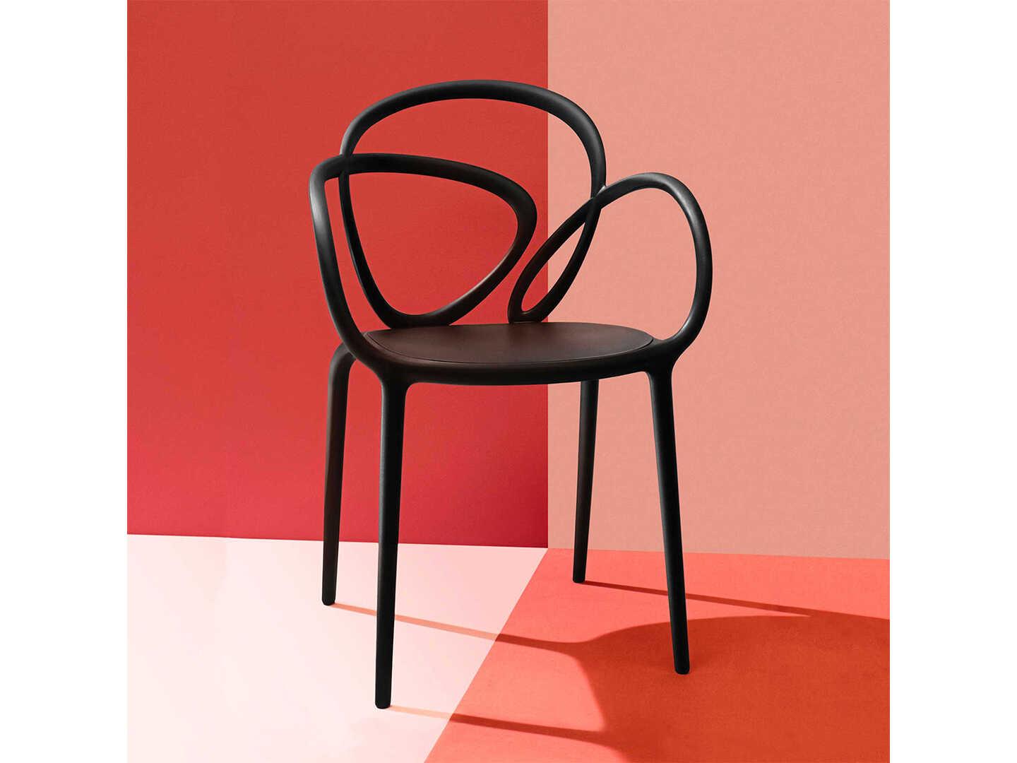 Qeeboo Outdoor Loop Black Polypropylene Dining Chair (Set of 2)