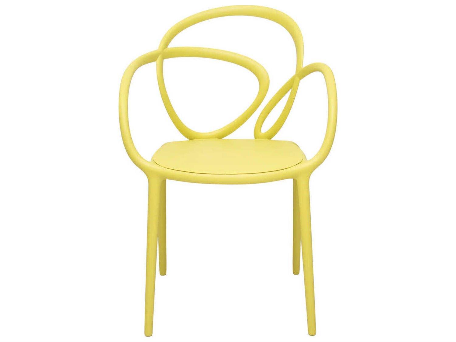 Qeeboo Outdoor Loop Mustard Recycled Plastic Dining Chair Set of 2