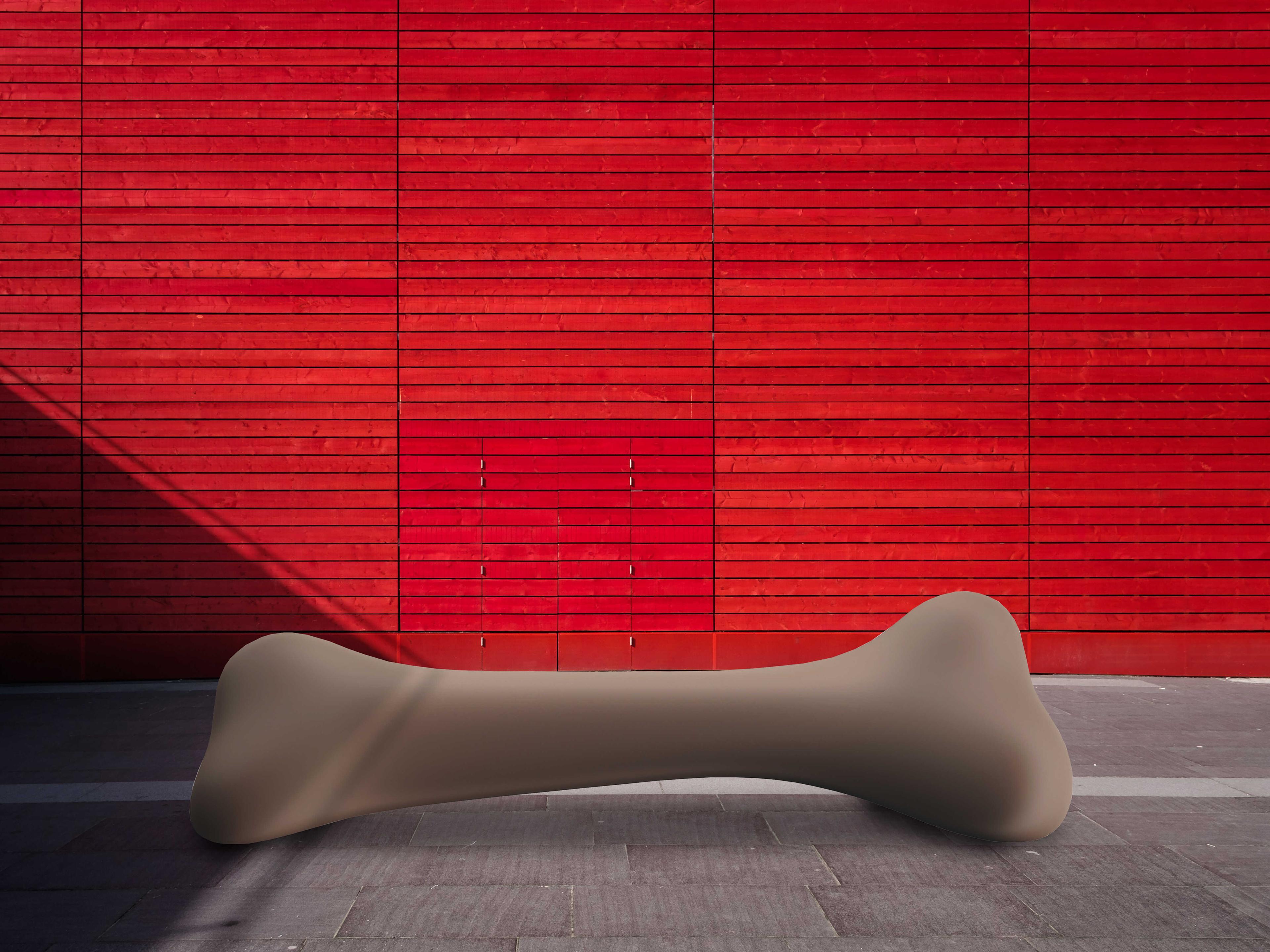 Qeeboo Outdoor Bonos Dove Grey Recycled Plastic Bench