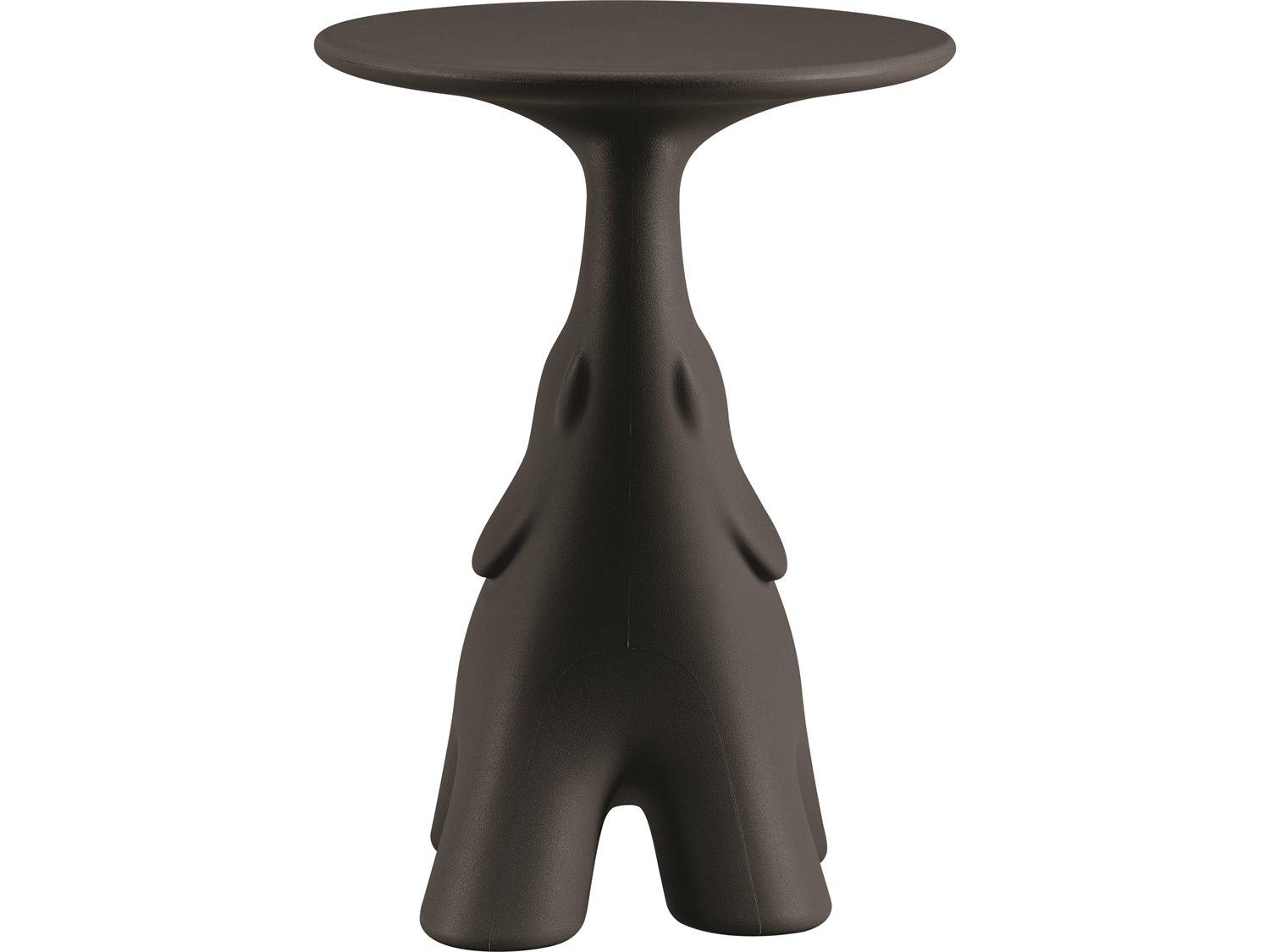 Qeeboo Outdoor Pako Black Recycled Plastic Round End Table
