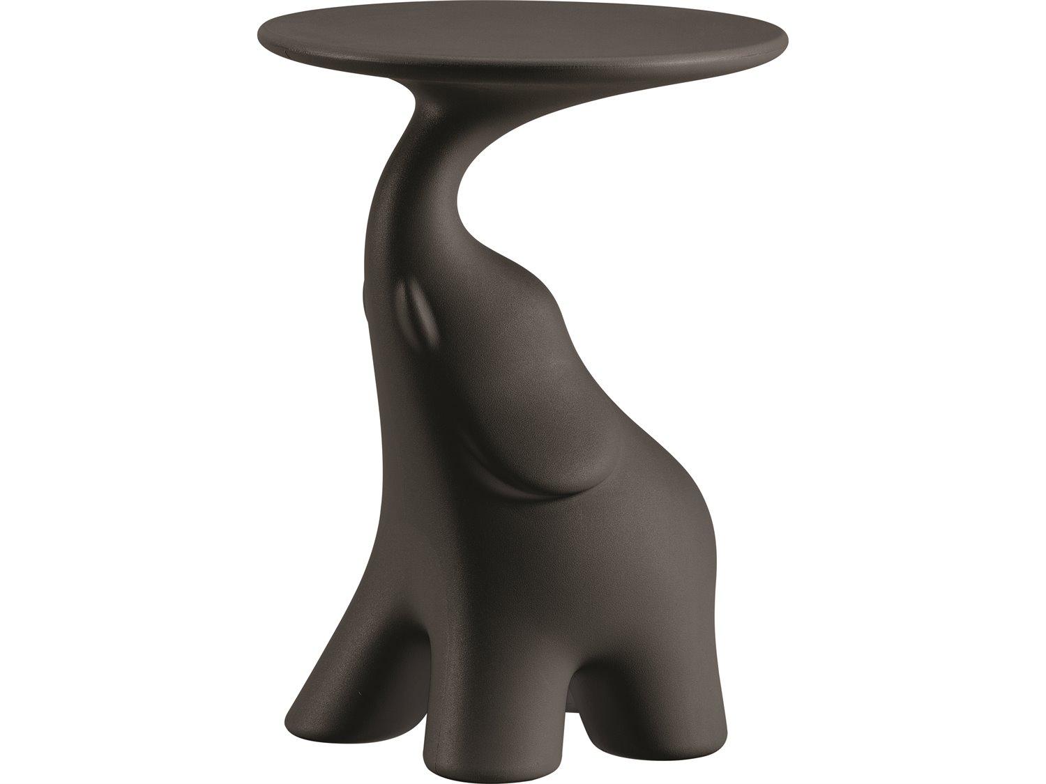 Qeeboo Outdoor Pako Black Recycled Plastic Round End Table