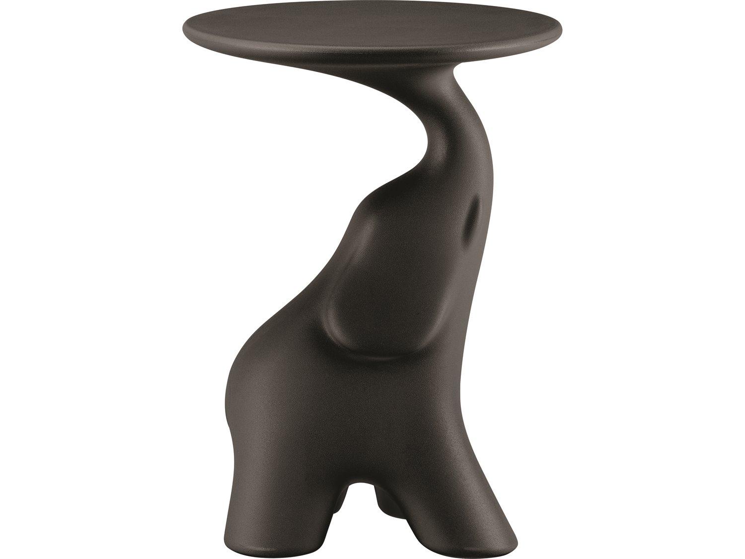 Qeeboo Outdoor Pako Black Recycled Plastic Round End Table