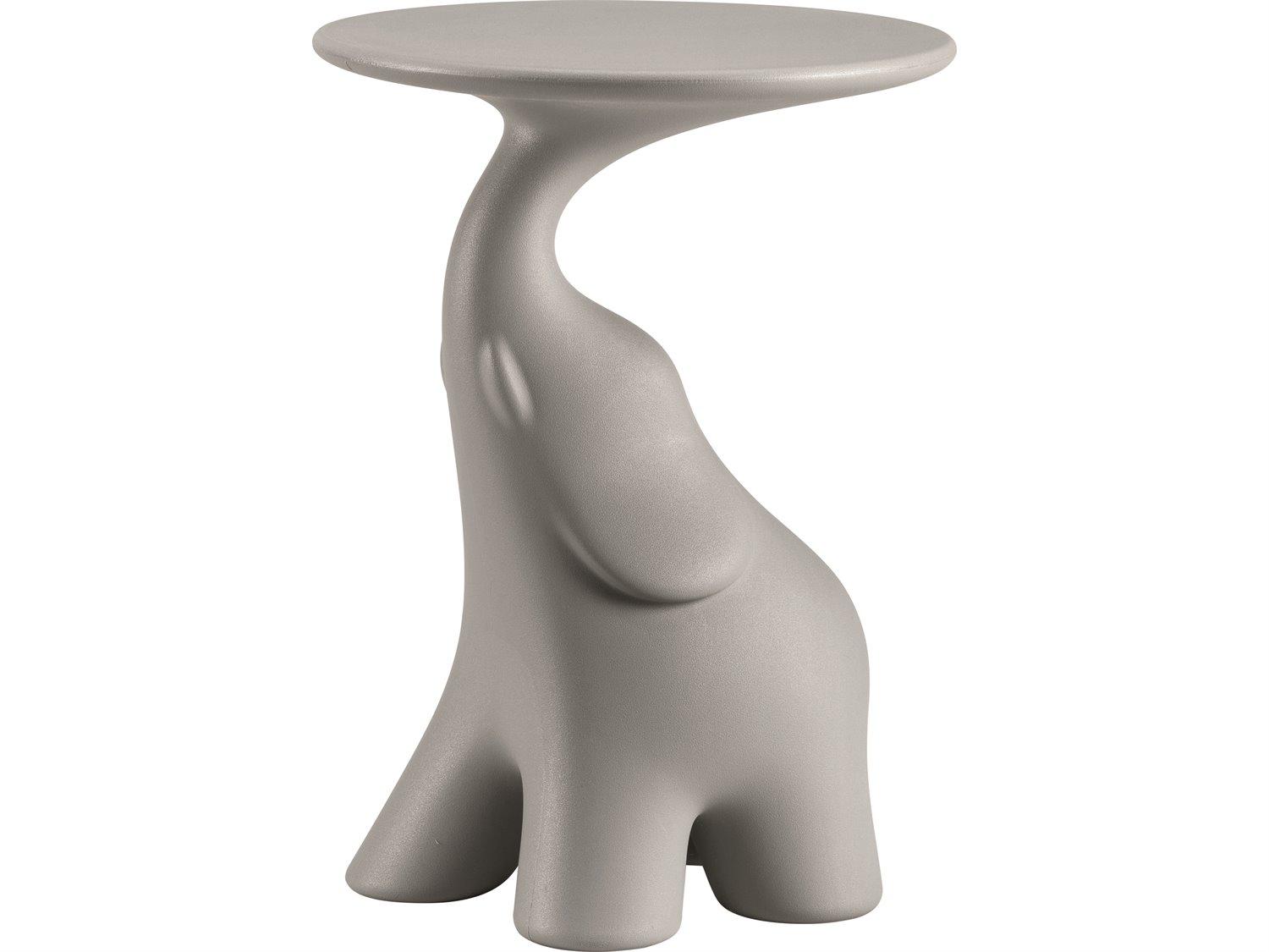 Qeeboo Outdoor Pako Grey Recycled Plastic Round End Table