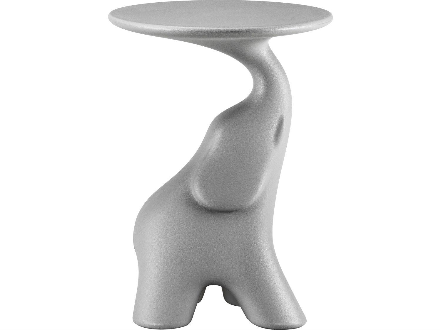 Qeeboo Outdoor Pako Grey Recycled Plastic Round End Table