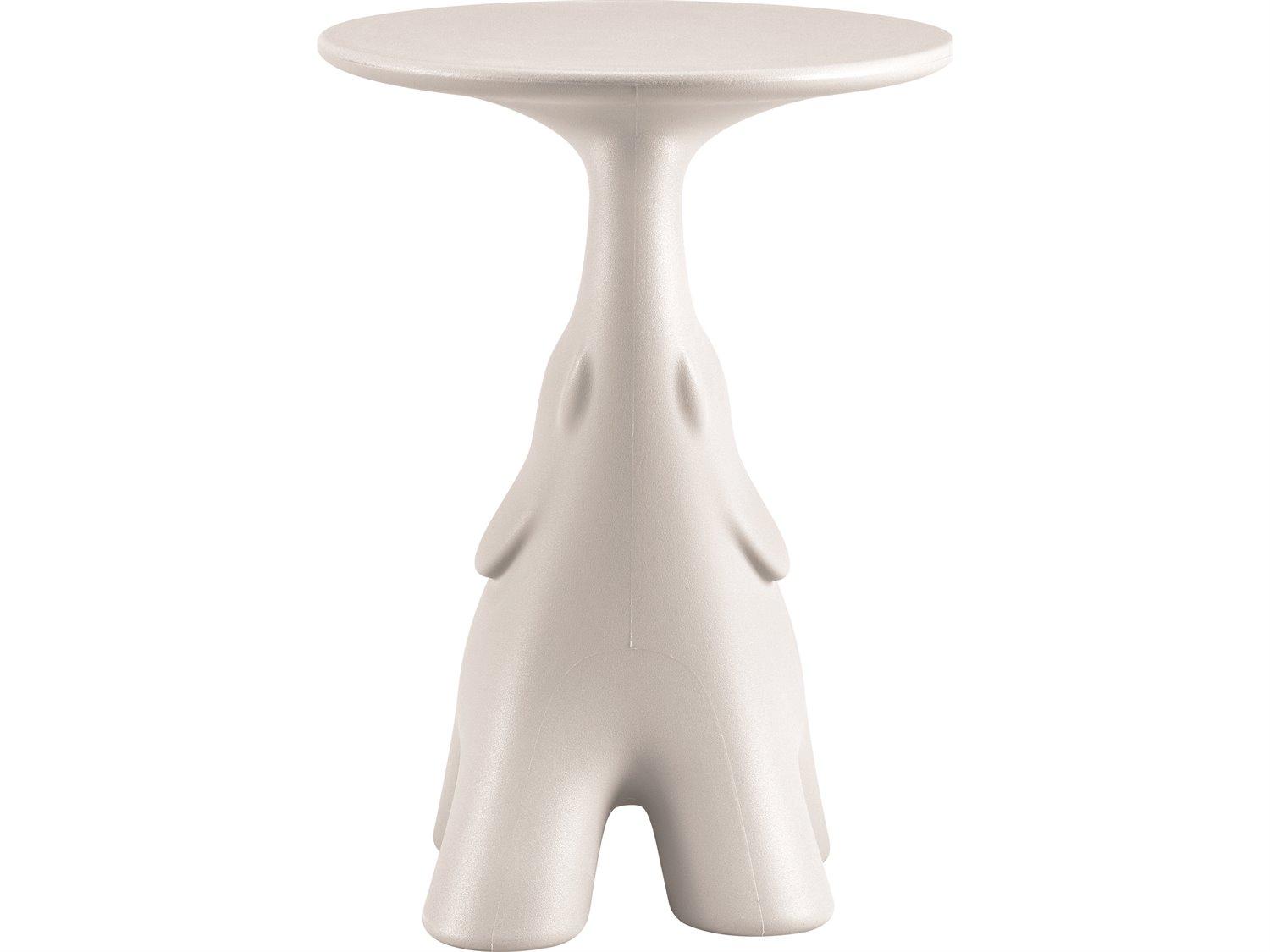 Qeeboo Outdoor Pako White Recycled Plastic Round End Table