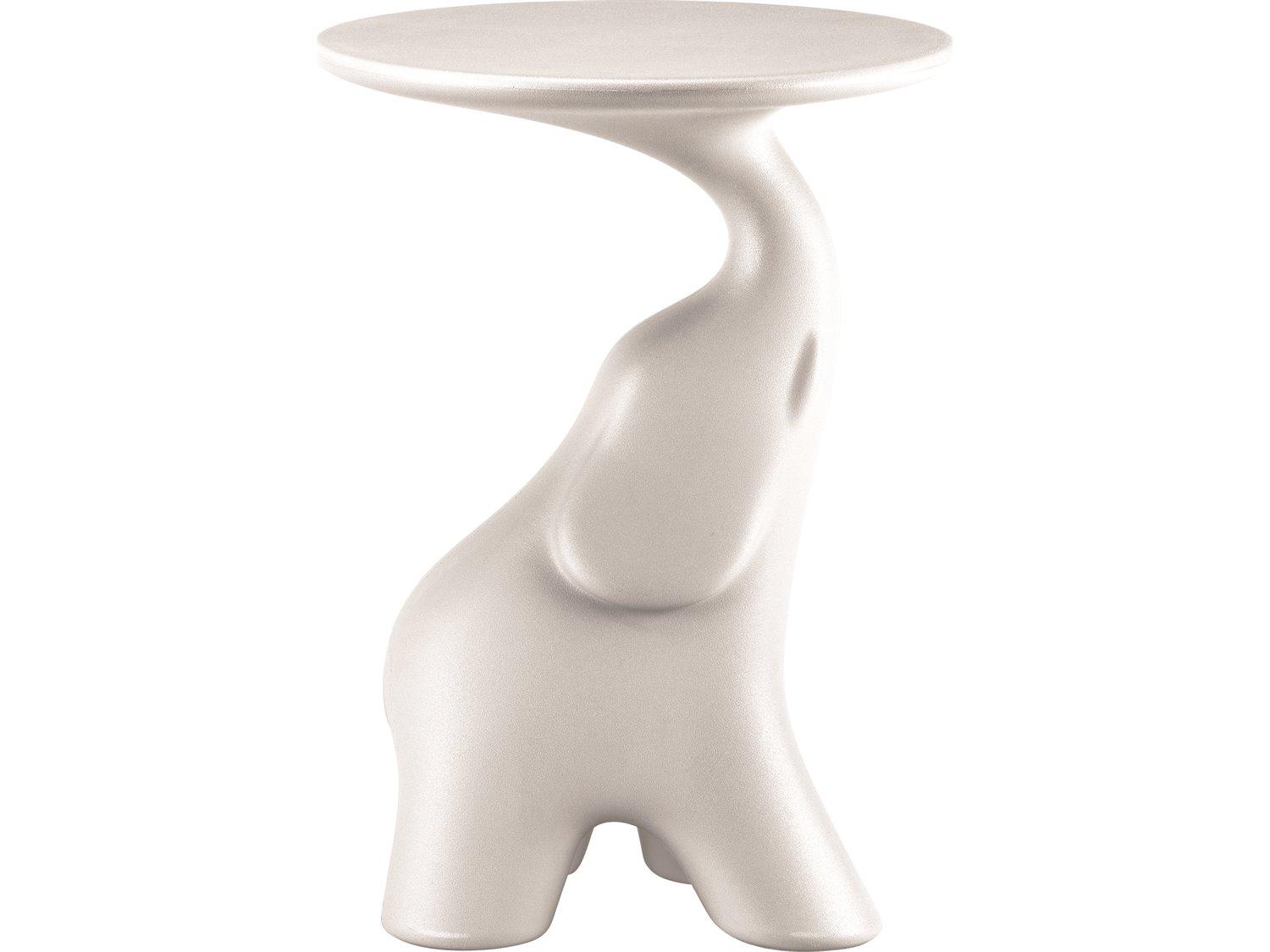 Qeeboo Outdoor Pako White Recycled Plastic Round End Table