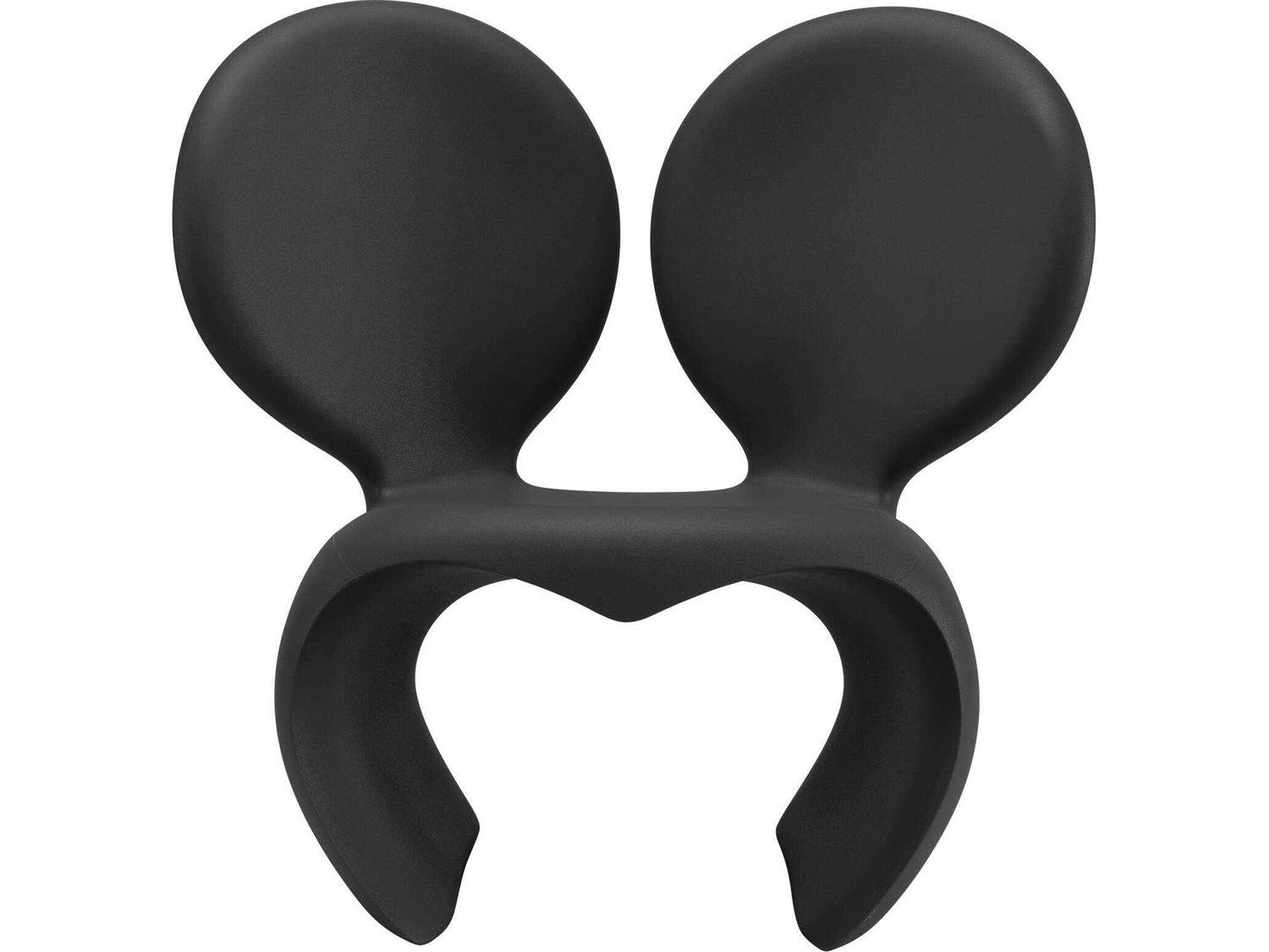 Qeeboo Outdoor Don't F**K With The Mouse Black Recycled Plastic Lounge Chair