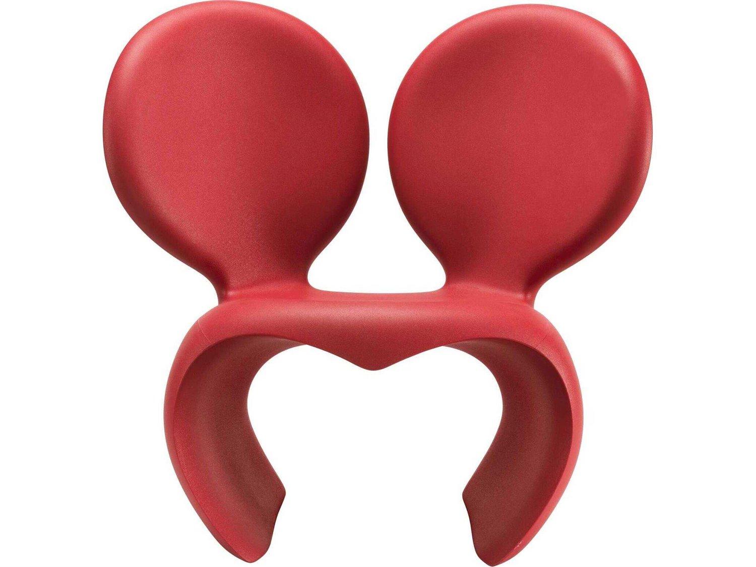 Qeeboo Outdoor Don't F**K With The Mouse Red Mix Recycled Plastic Lounge Chair