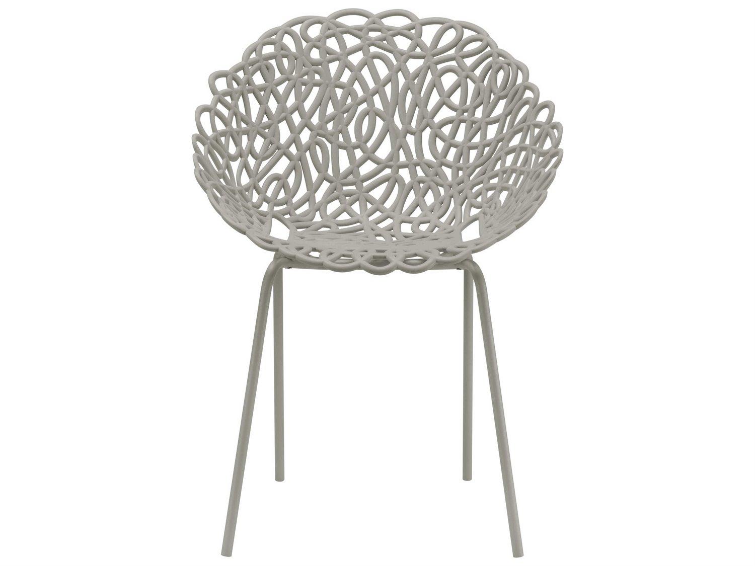 Qeeboo Outdoor Bacana Dove Grey Steel Metal Dining Chair (Set of 2)