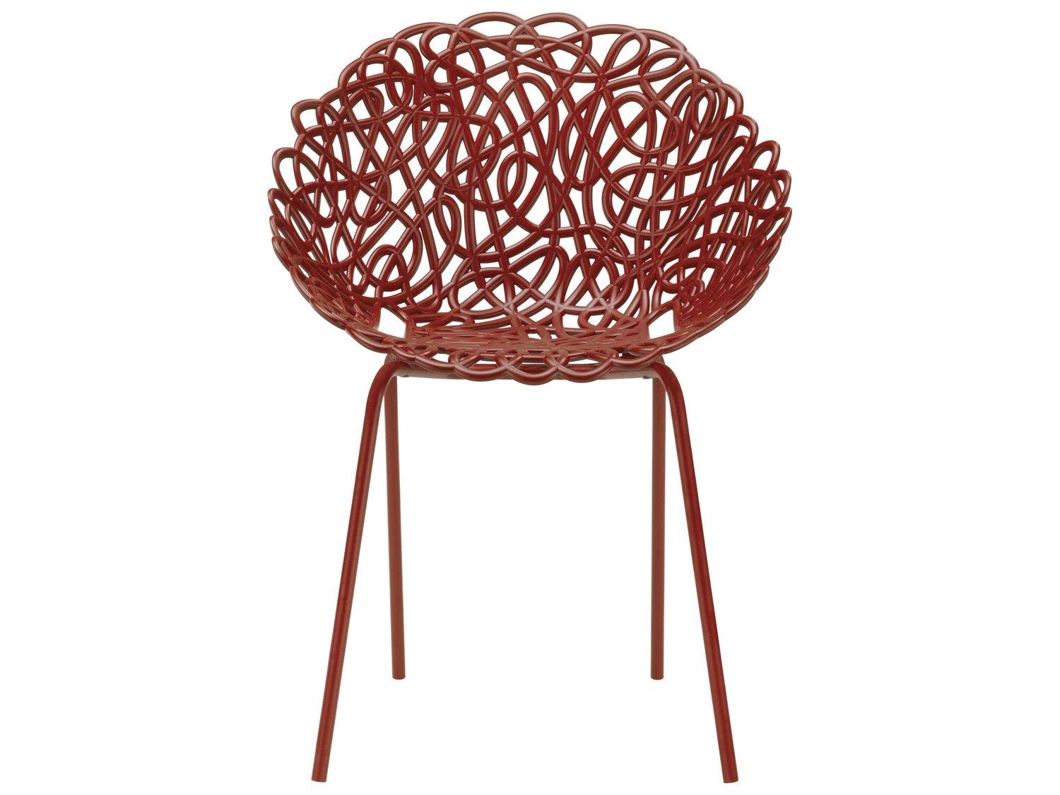 Qeeboo Outdoor Bacana Dark Red Steel Metal Dining Chair (Set of 2)