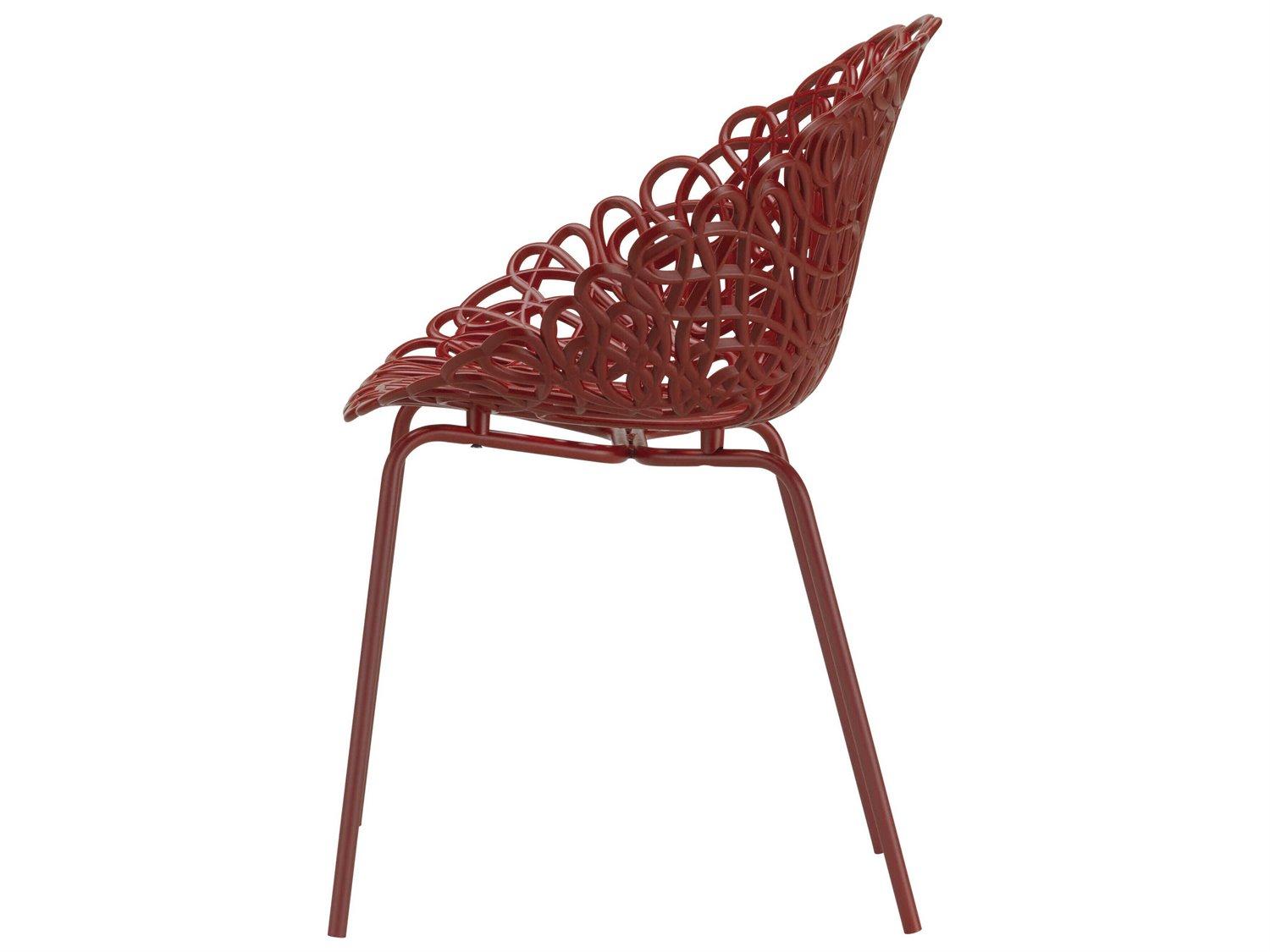 Qeeboo Outdoor Bacana Dark Red Steel Metal Dining Chair (Set of 2)