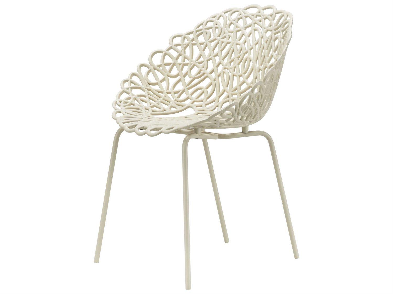 Qeeboo Outdoor Bacana Ivory Steel Metal Dining Chair (Set of 2)