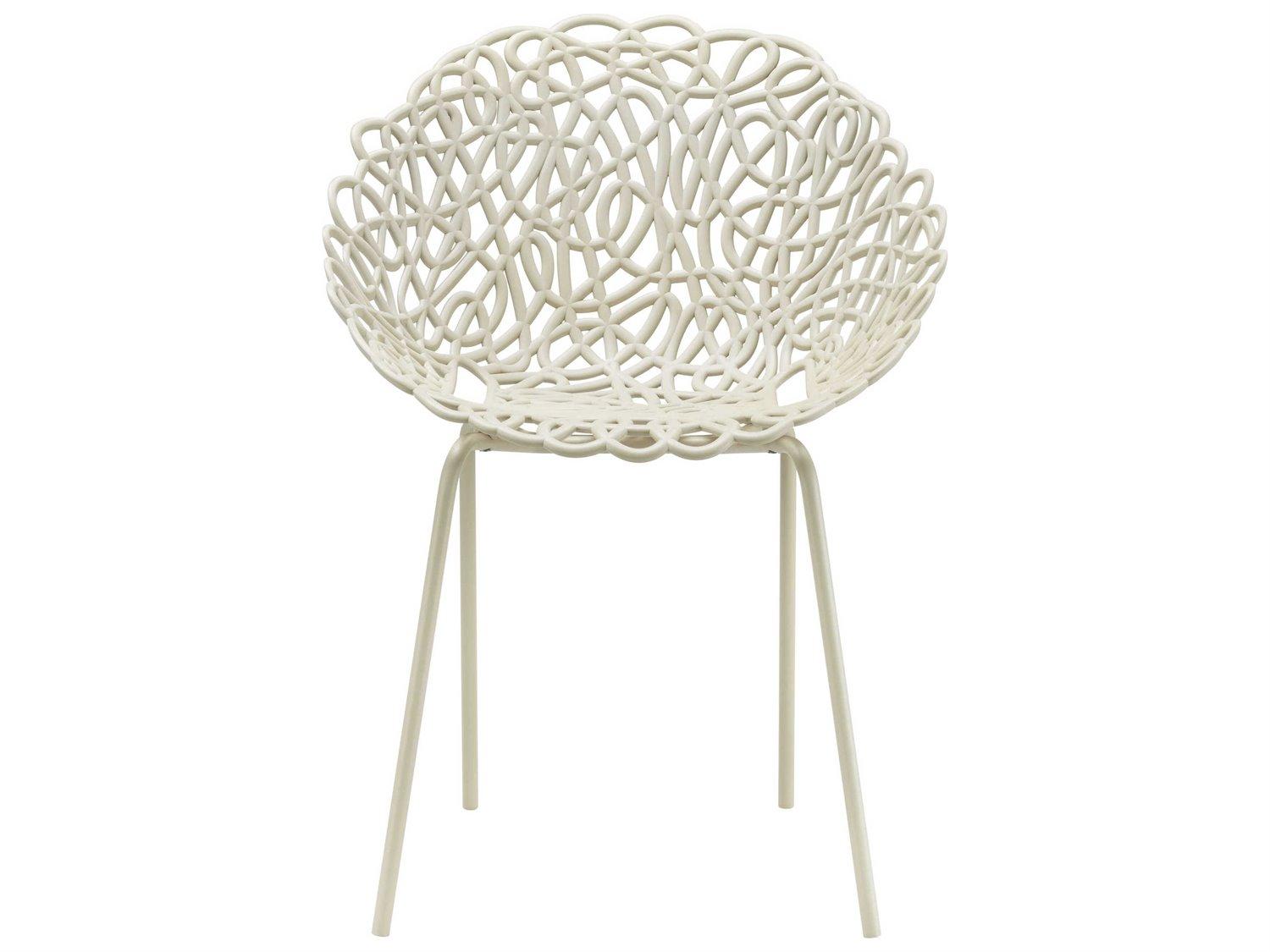 Qeeboo Outdoor Bacana Ivory Steel Metal Dining Chair (Set of 2)