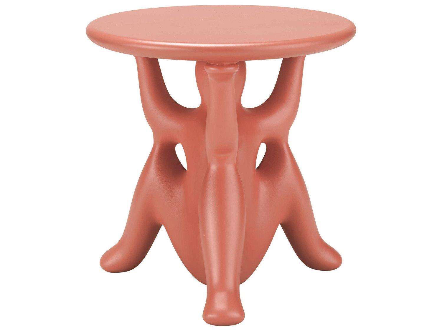 Qeeboo Outdoor Helpyourself Terracotta Recycled Plastic Round End Table