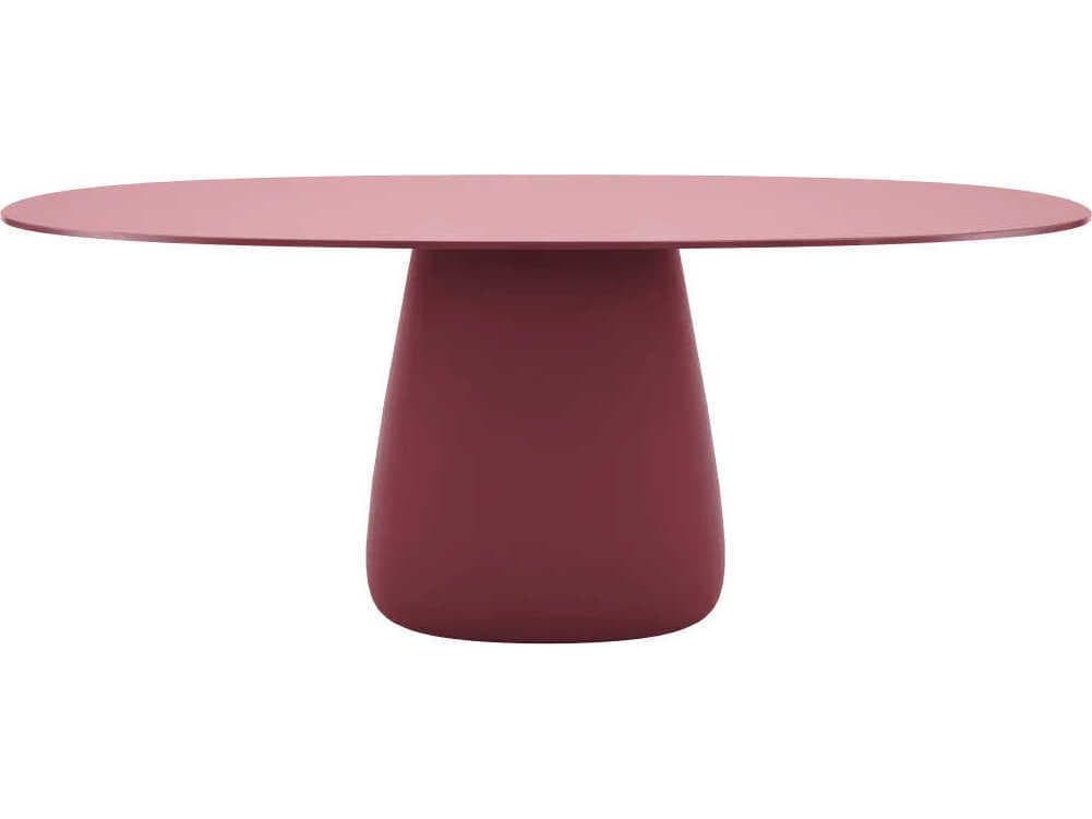 Qeeboo Outdoor Cobble Indian Red Recycled Plastic Oval Dining Table