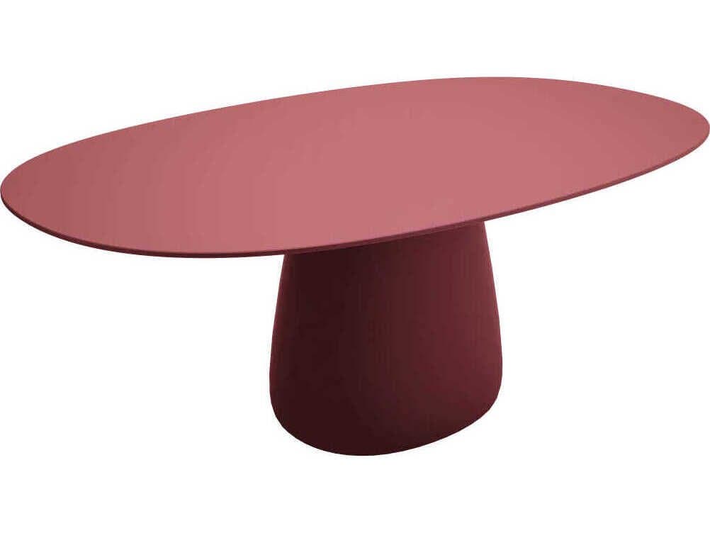Qeeboo Outdoor Cobble Indian Red Recycled Plastic Oval Dining Table