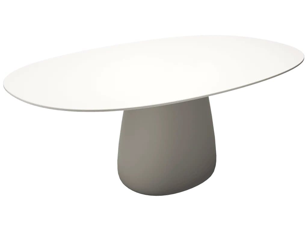 Qeeboo Outdoor Cobble White Warm Recycled Plastic Oval Dining Table