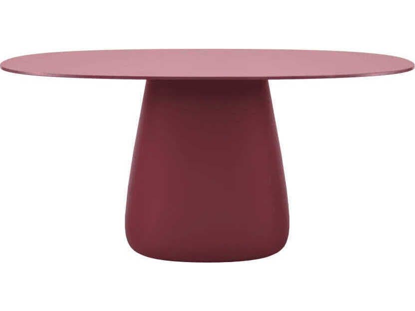 Qeeboo Outdoor Cobble Indian Red Recycled Plastic Oval Dining Table