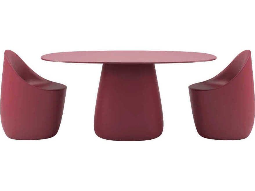 Qeeboo Outdoor Cobble Indian Red Recycled Plastic Oval Dining Table