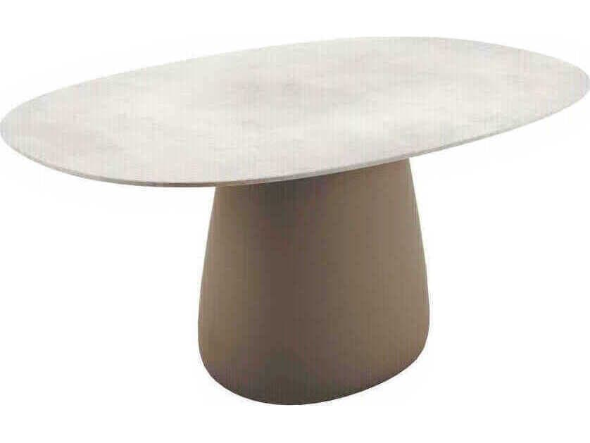 Qeeboo Outdoor Cobble Ivory Recycled Plastic Oval Dining Table