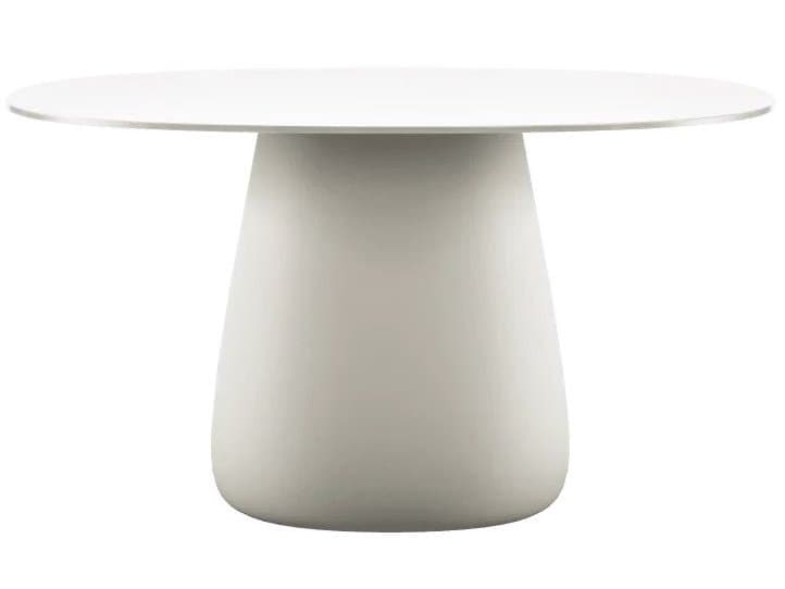 Qeeboo Outdoor Cobble White Warm Recycled Plastic Oval Dining Table
