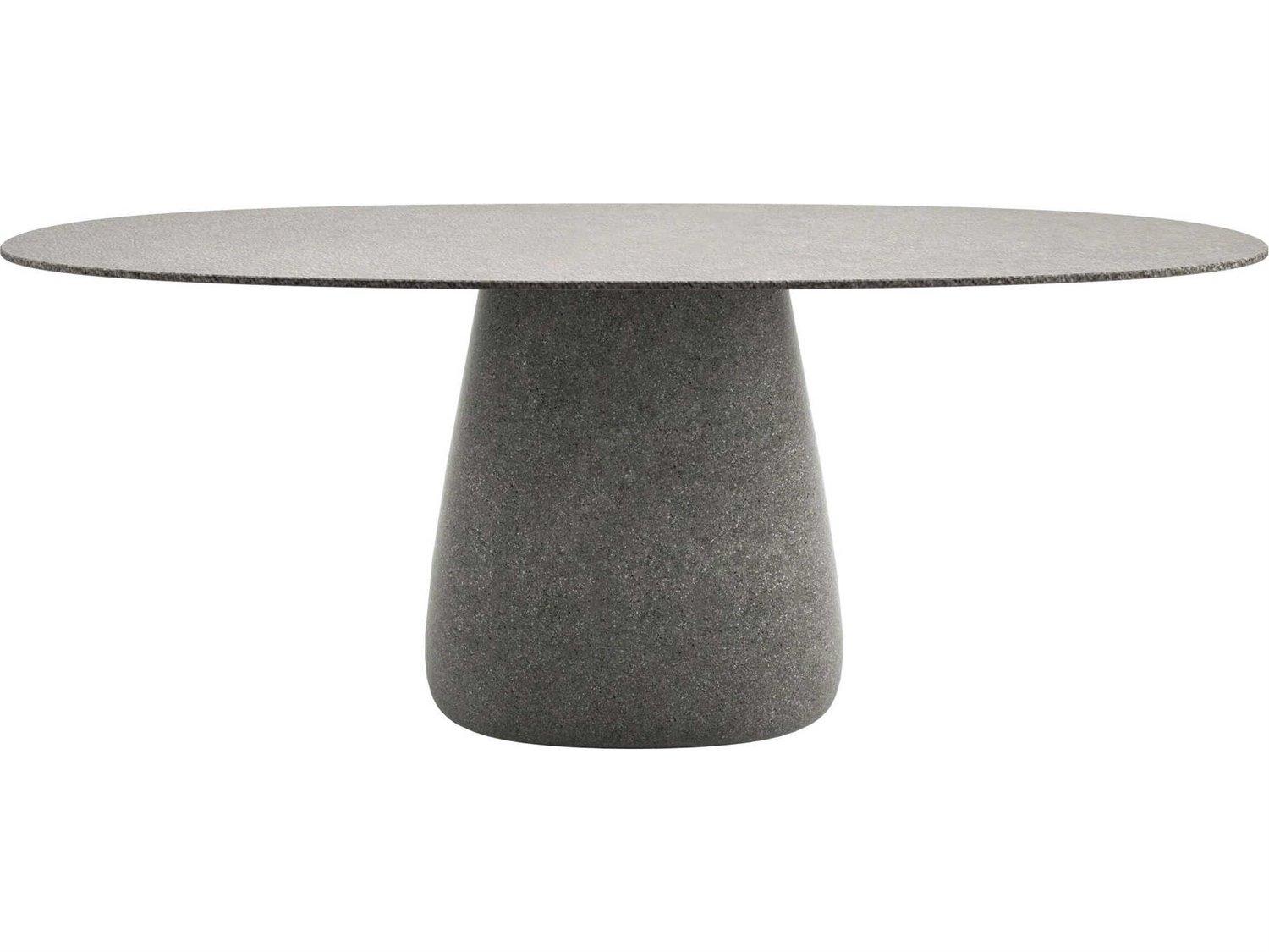Qeeboo Outdoor Cobble Grey Mix Recycled Plastic Oval Dining Table