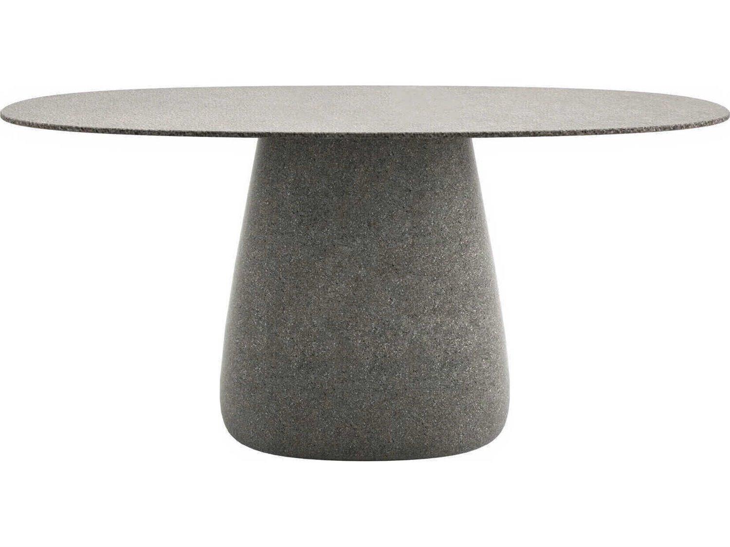 Qeeboo Outdoor Cobble Grey Mix Recycled Plastic Oval Dining Table