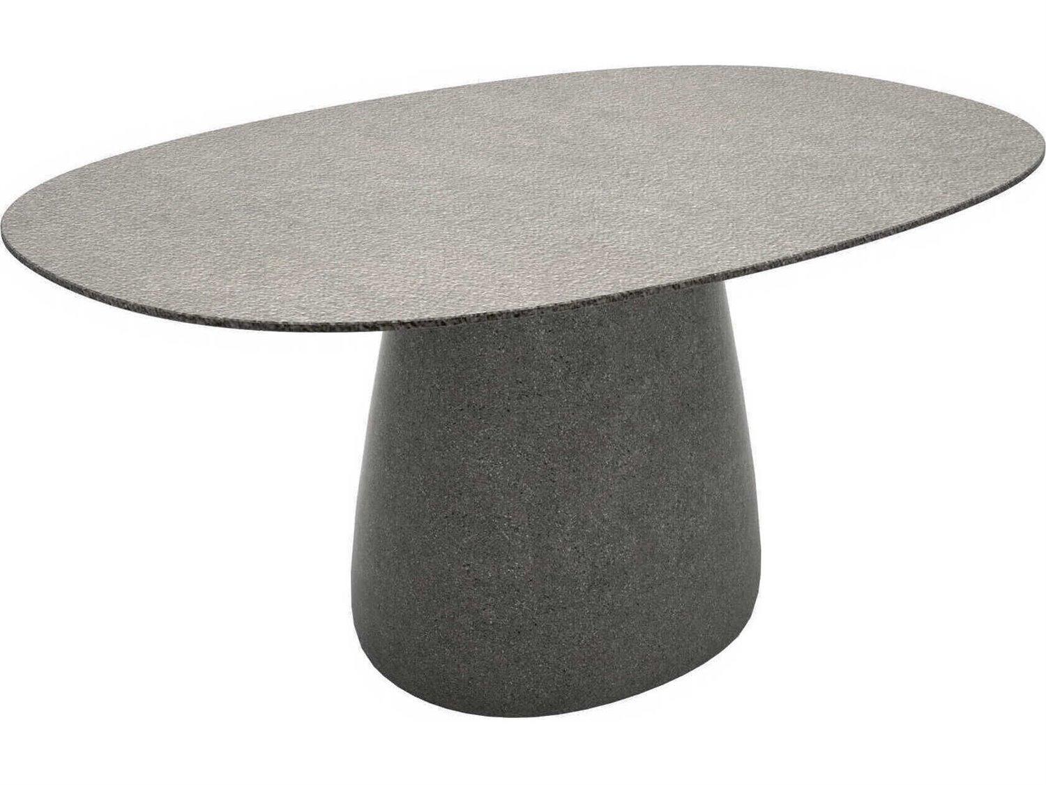 Qeeboo Outdoor Cobble Grey Mix Recycled Plastic Oval Dining Table