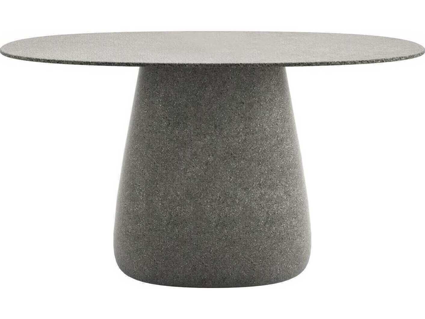 Qeeboo Outdoor Cobble Grey Mix Recycled Plastic Oval Dining Table