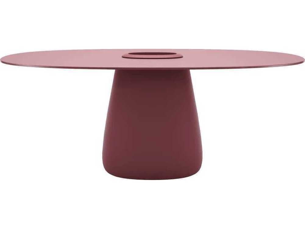 Qeeboo Outdoor Cobble Indian Red Recycled Plastic Oval Dining Table