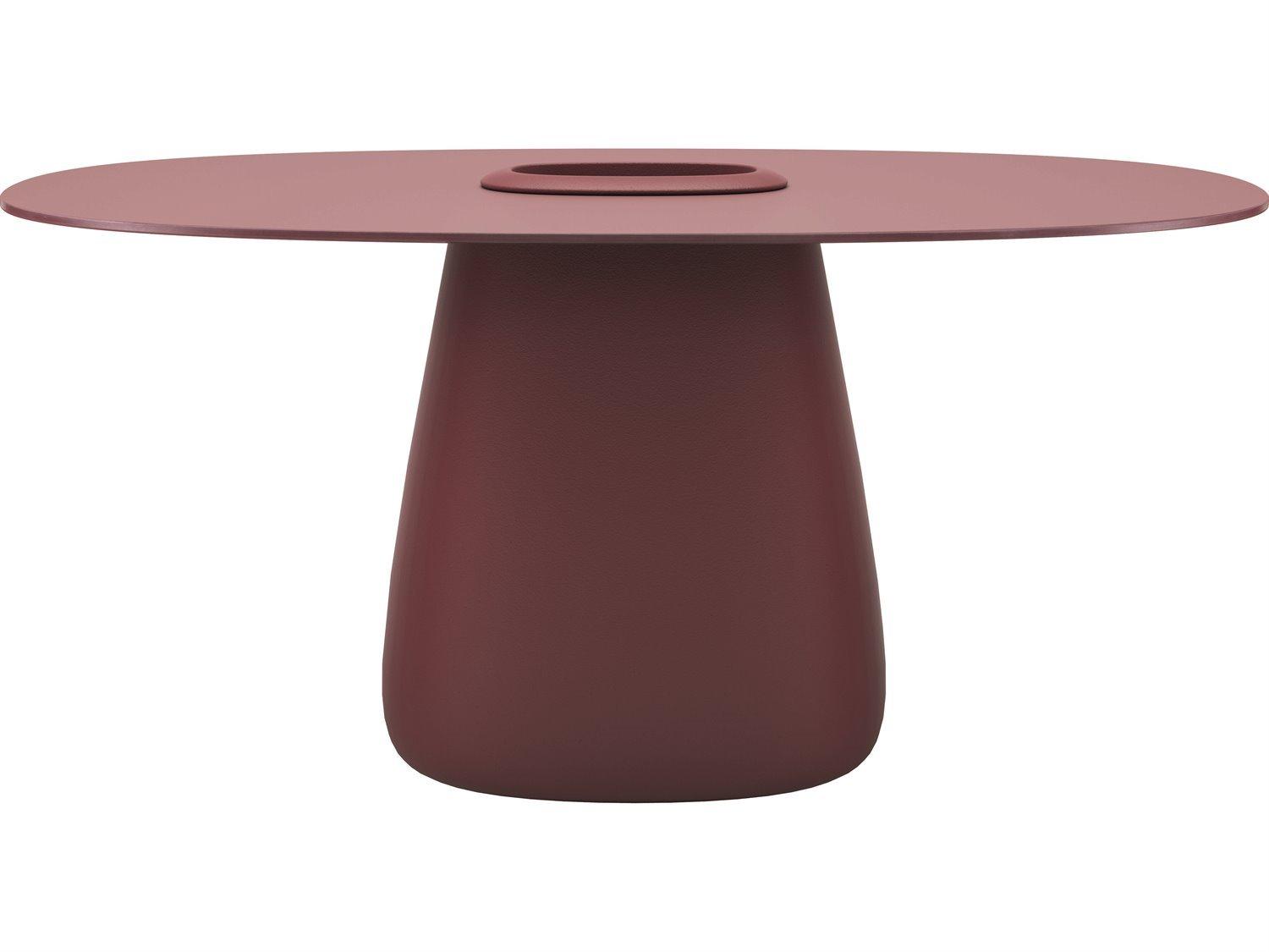 Qeeboo Outdoor Cobble Indian Red Recycled Plastic Oval Dining Table