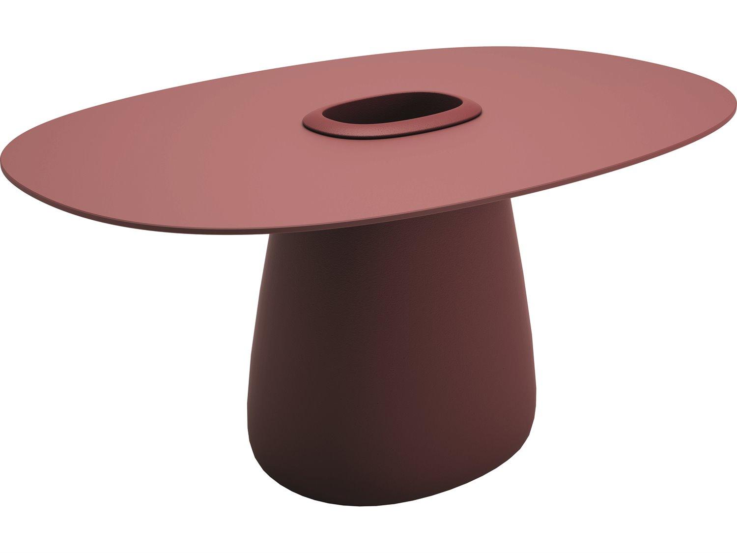 Qeeboo Outdoor Cobble Indian Red Recycled Plastic Oval Dining Table