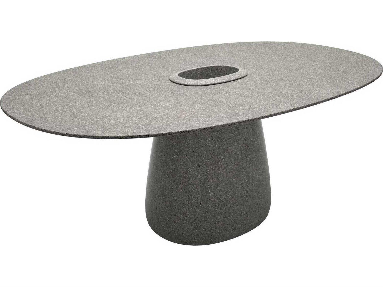 Qeeboo Outdoor Cobble Grey Mix Recycled Plastic Oval Dining Table
