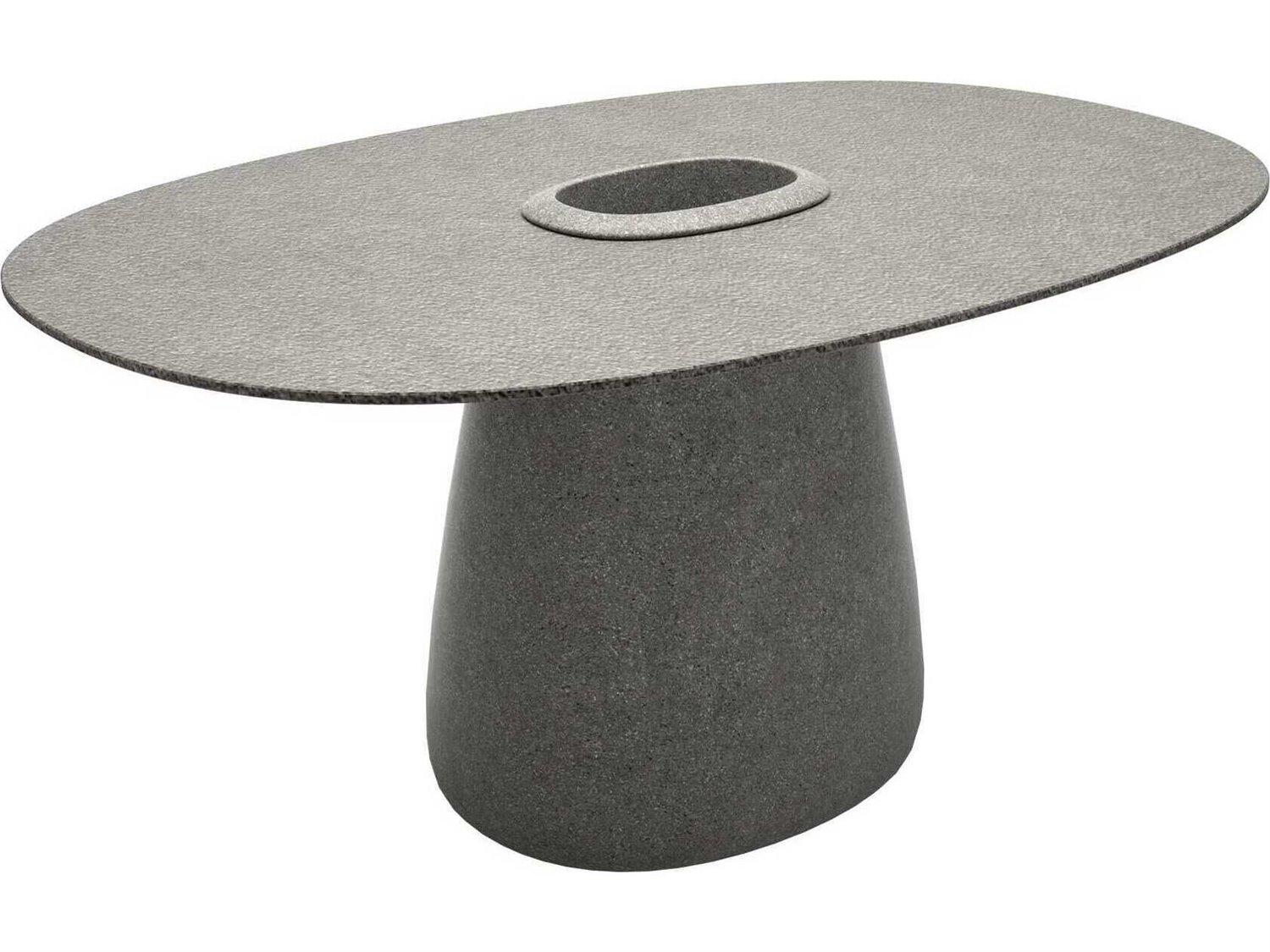 Qeeboo Outdoor Cobble Grey Mix Recycled Plastic Oval Dining Table