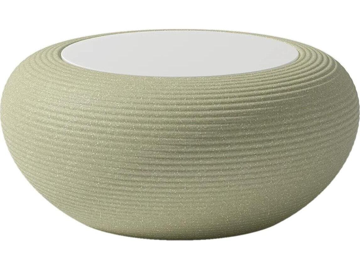 Qeeboo Outdoor Nami Sage Green Mix Recycled Plastic Round End Table