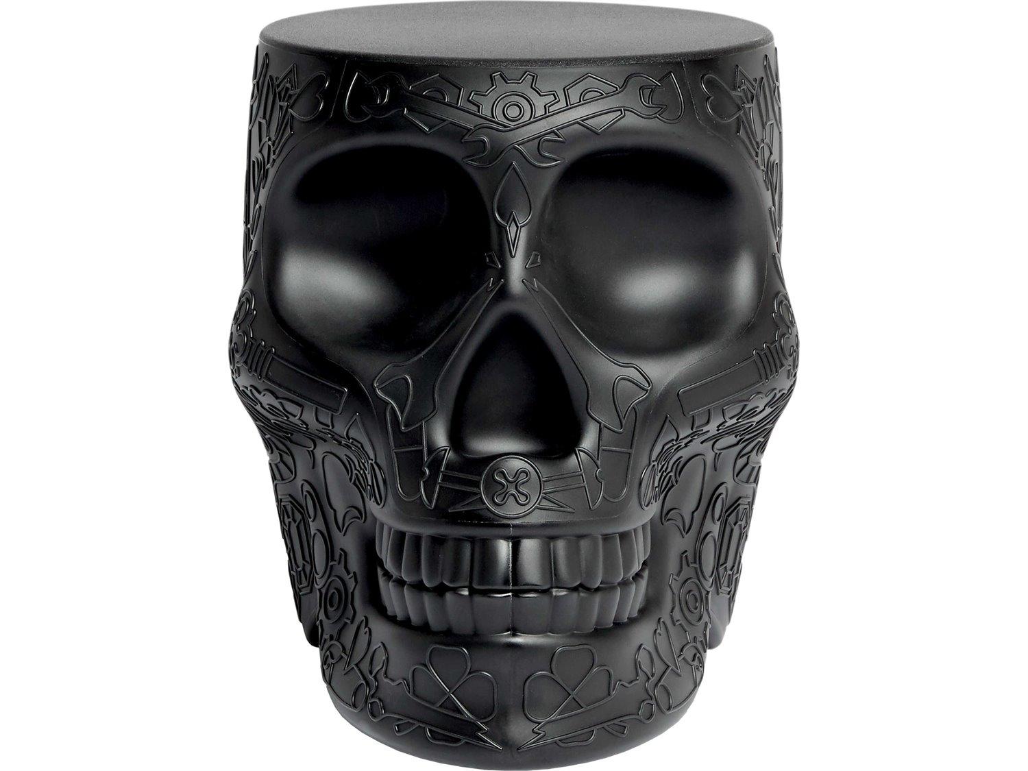 Qeeboo Outdoor Mexico Black Recycled Plastic Round End Table