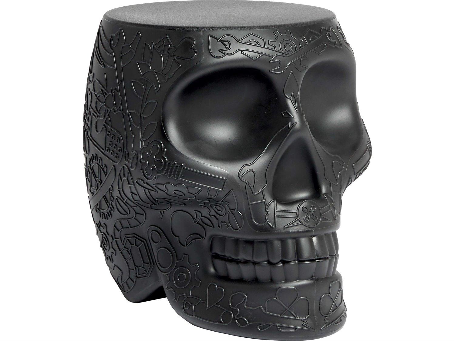 Qeeboo Outdoor Mexico Black Recycled Plastic Round End Table