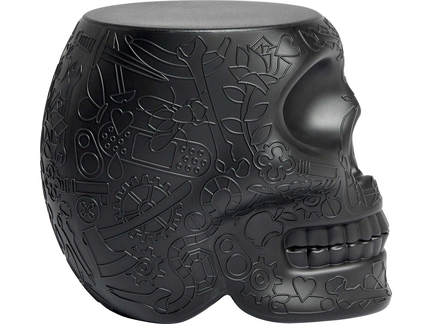 Qeeboo Outdoor Mexico Black Recycled Plastic Round End Table