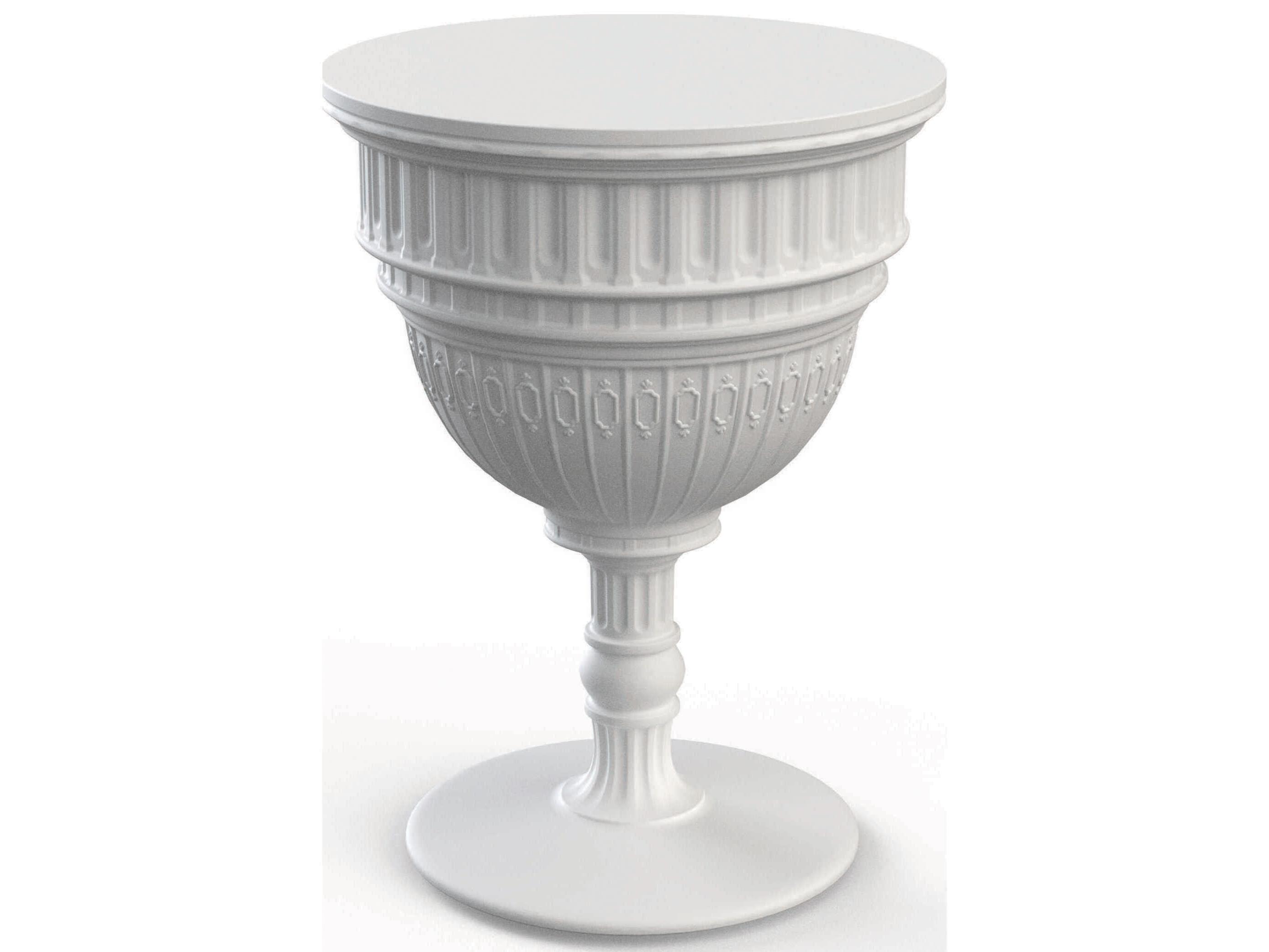 Qeeboo Outdoor Capitol White Recycled Plastic Round End Table