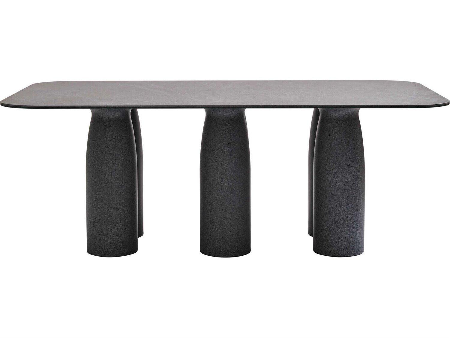 Qeeboo Outdoor Toto Dark Grey Mix Recycled Plastic Rectangular Dining Table