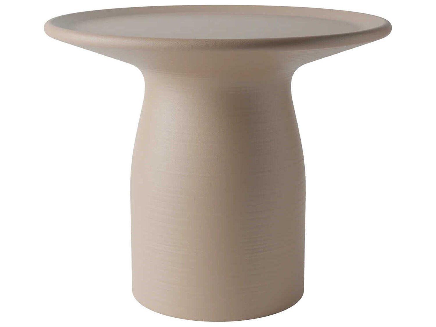 Qeeboo Outdoor Totino Dove Grey Recycled Plastic Round End Table