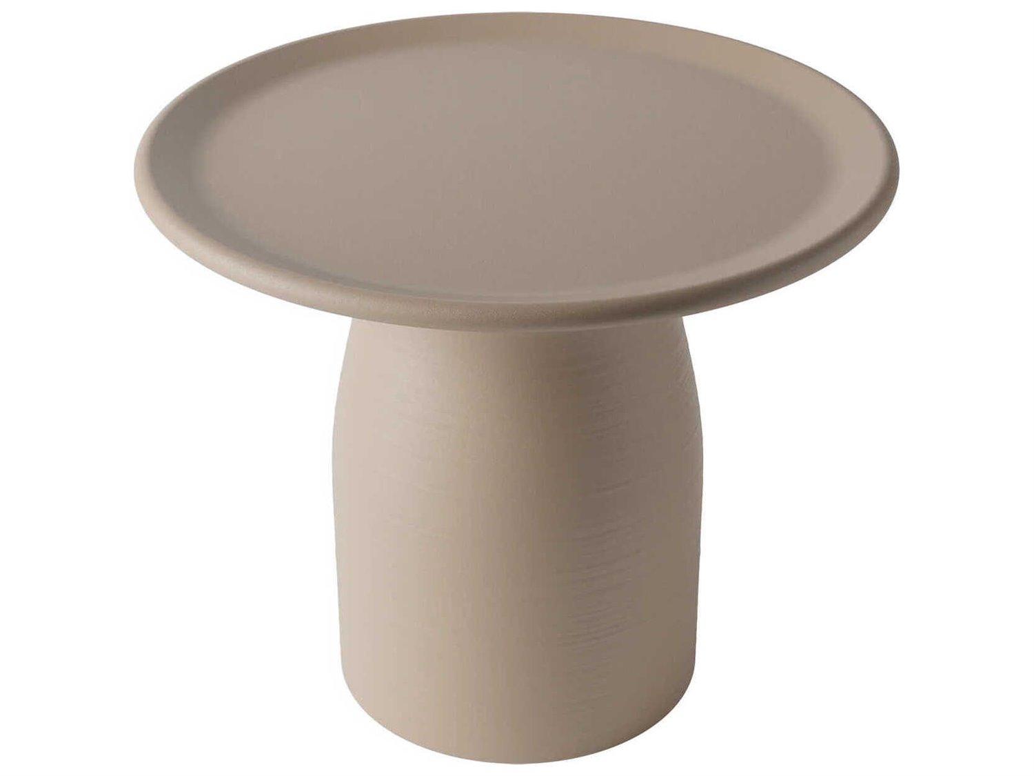 Qeeboo Outdoor Totino Dove Grey Recycled Plastic Round End Table