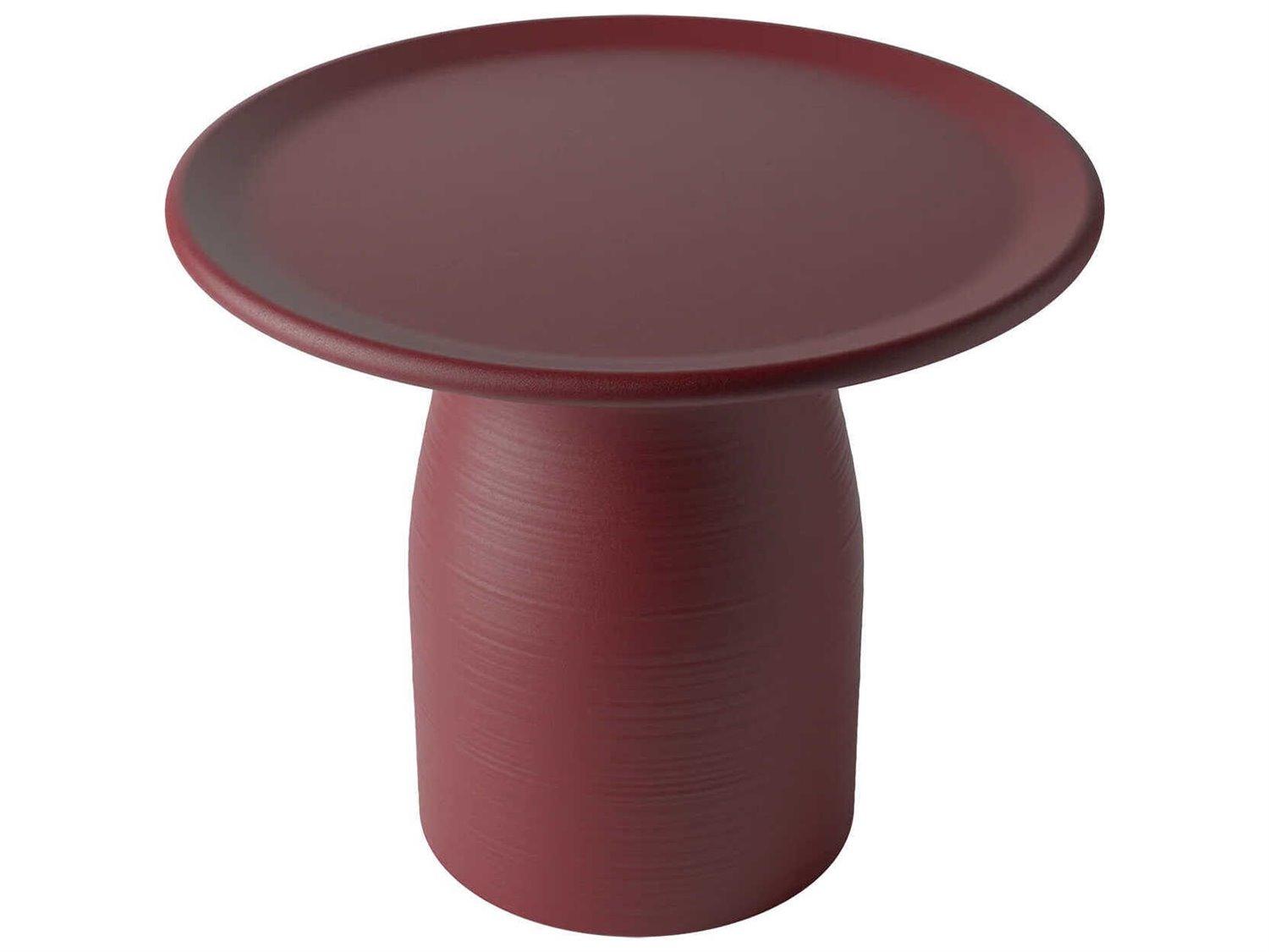 Qeeboo Outdoor Totino Indian Red Recycled Plastic Round End Table