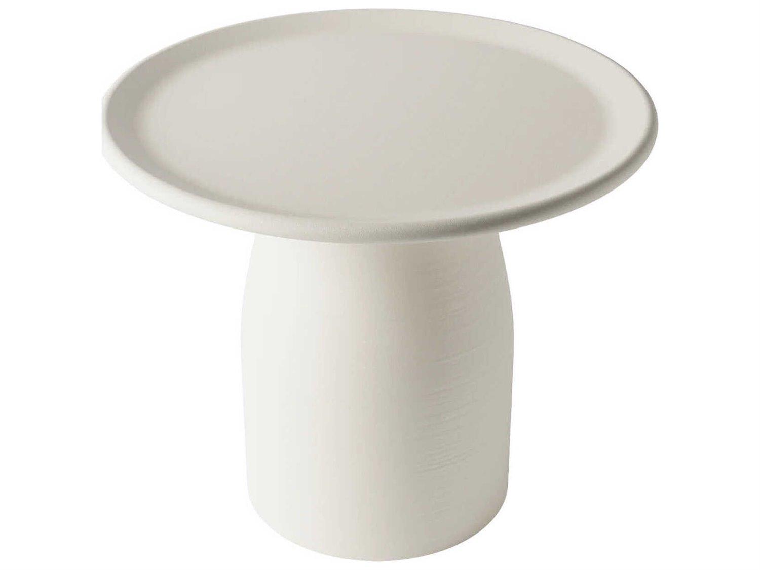 Qeeboo Outdoor Totino White Recycled Plastic Round End Table
