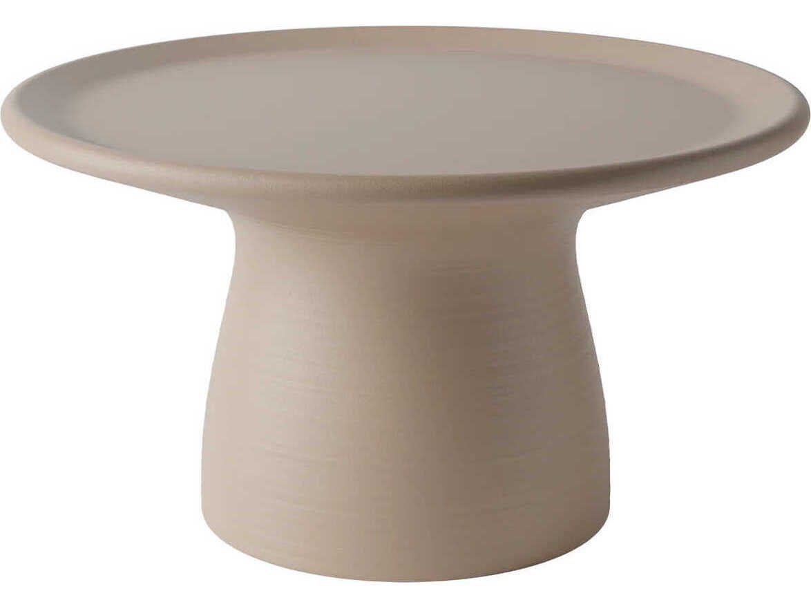 Qeeboo Outdoor Totino Dove Grey Recycled Plastic Round End Table